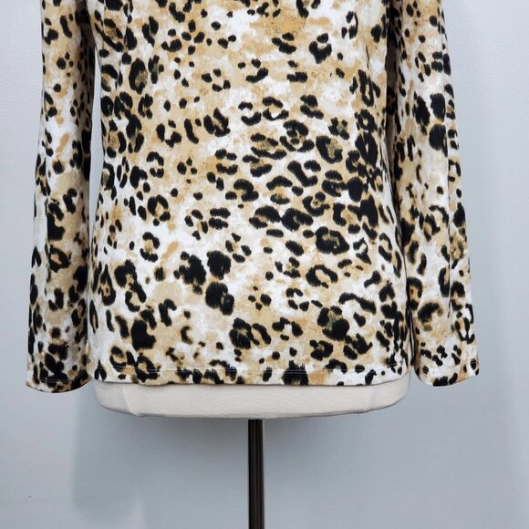 Karen Scott Animal Leopard Print Long Sleeve Pullover Knit Top Size XL - Picture 8 of 10